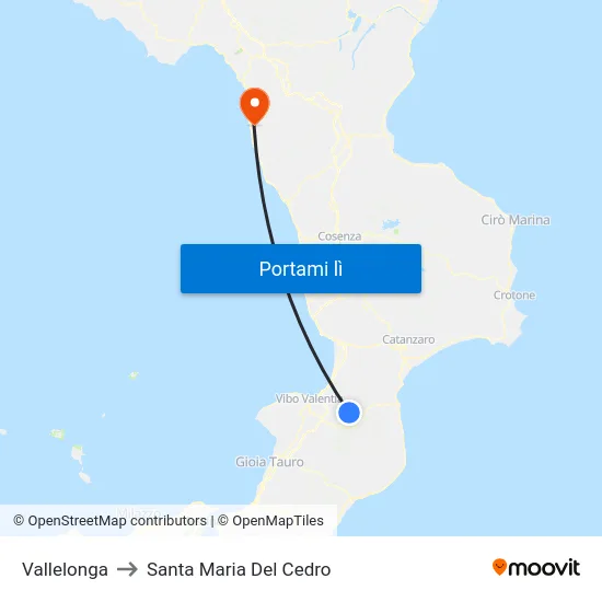 Vallelonga to Santa Maria Del Cedro map