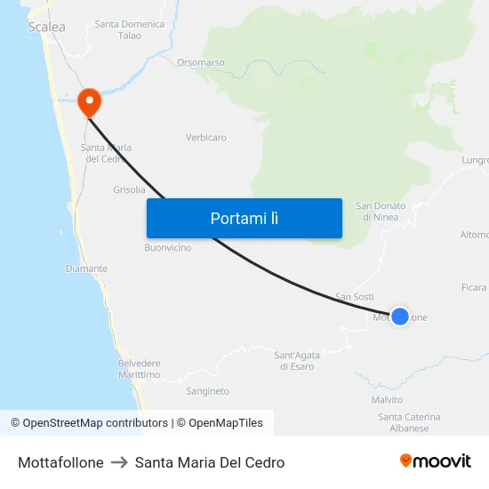 Mottafollone to Santa Maria Del Cedro map