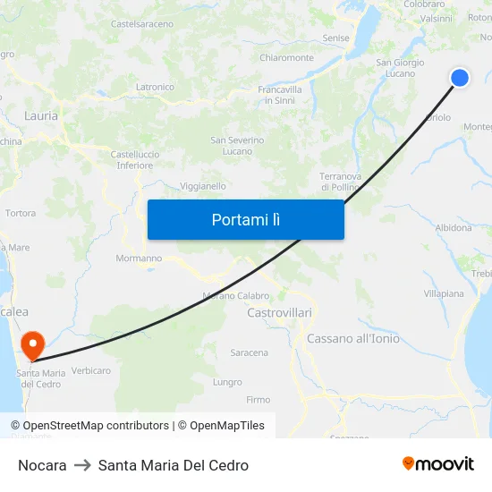 Nocara to Santa Maria Del Cedro map