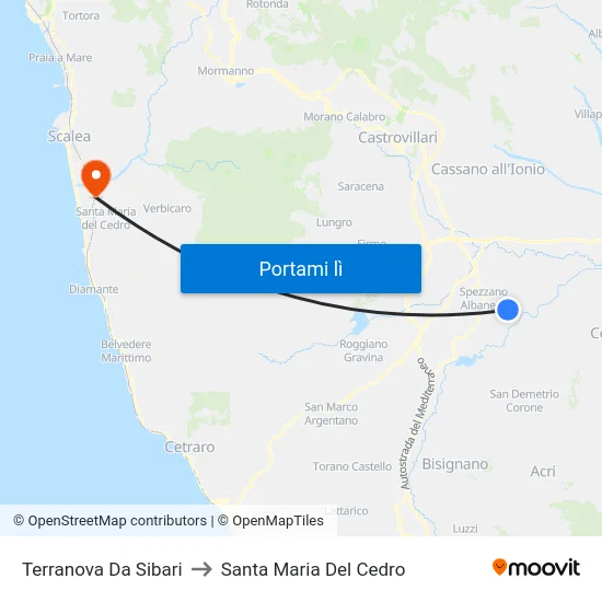 Terranova Da Sibari to Santa Maria Del Cedro map