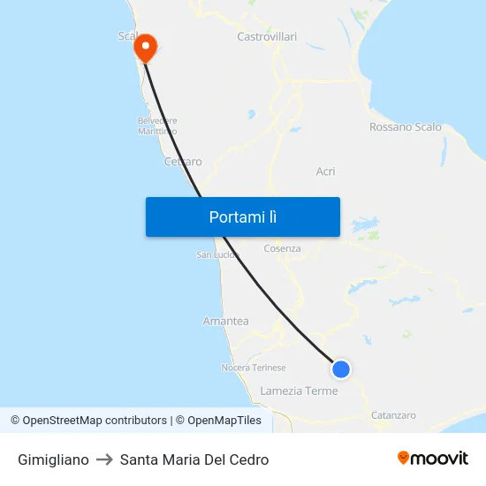 Gimigliano to Santa Maria Del Cedro map
