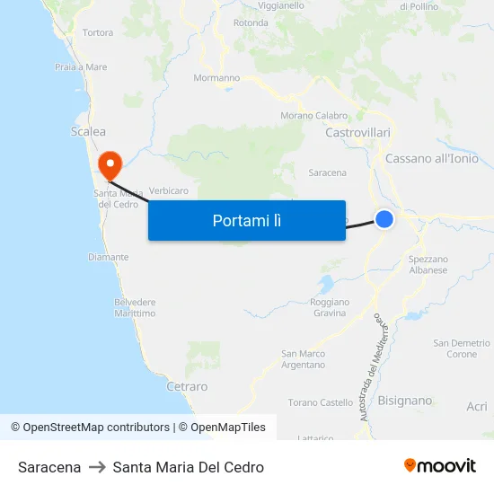 Saracena to Santa Maria Del Cedro map