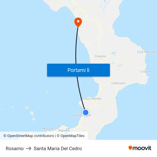 Rosarno to Santa Maria Del Cedro map