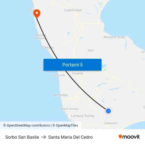 Sorbo San Basile to Santa Maria Del Cedro map