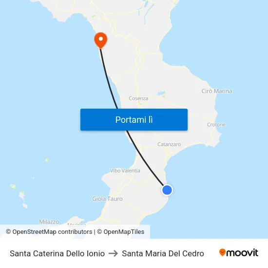 Santa Caterina Dello Ionio to Santa Maria Del Cedro map