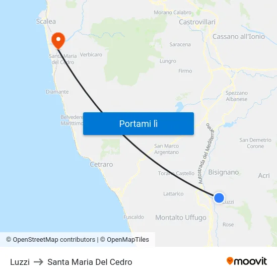 Luzzi to Santa Maria Del Cedro map