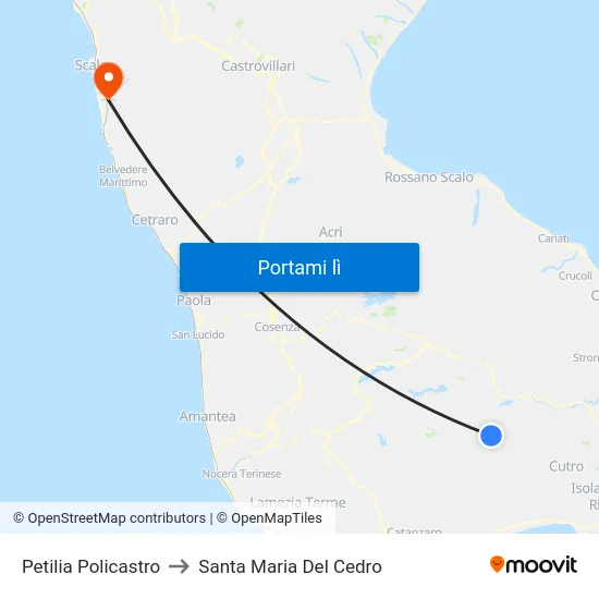 Petilia Policastro to Santa Maria Del Cedro map