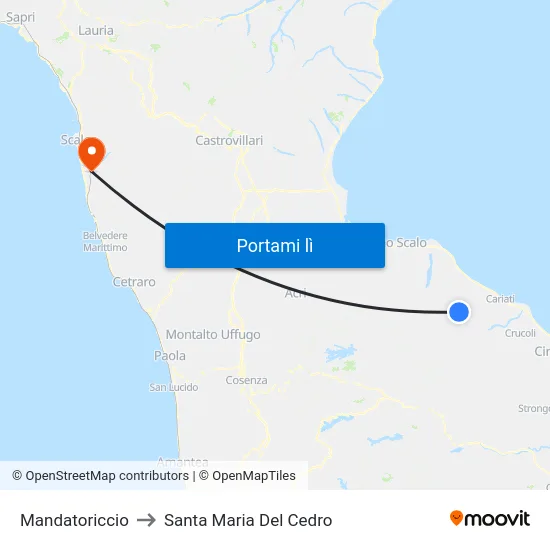 Mandatoriccio to Santa Maria Del Cedro map