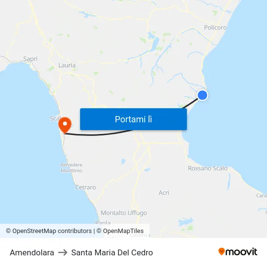 Amendolara to Santa Maria Del Cedro map
