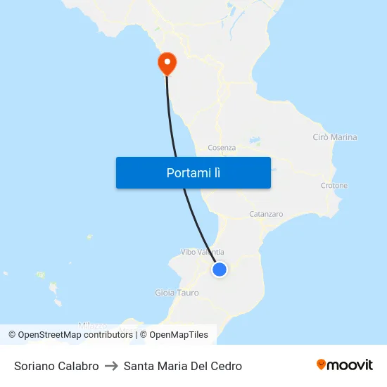 Soriano Calabro to Santa Maria Del Cedro map