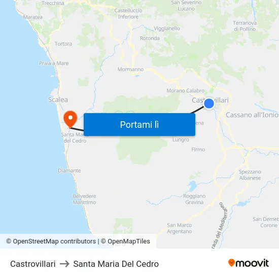 Castrovillari to Santa Maria Del Cedro map
