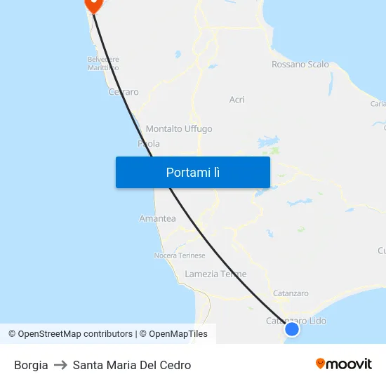 Borgia to Santa Maria Del Cedro map