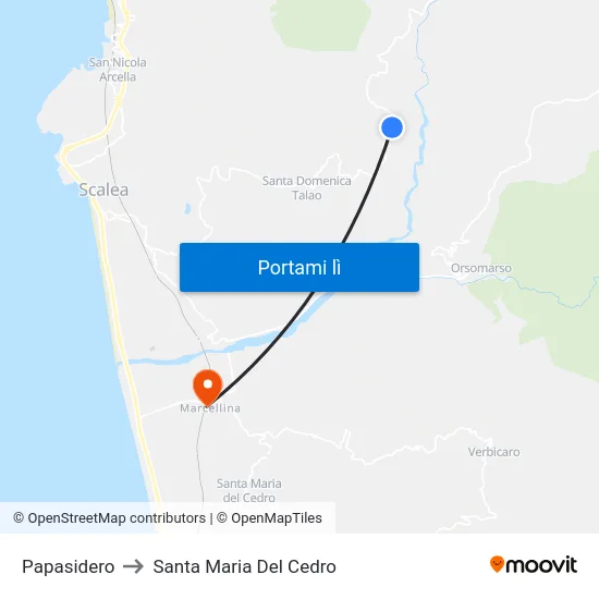 Papasidero to Santa Maria Del Cedro map