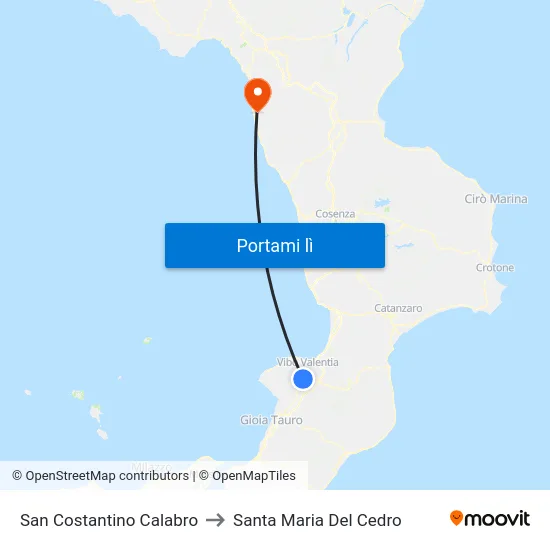 San Costantino Calabro to Santa Maria Del Cedro map