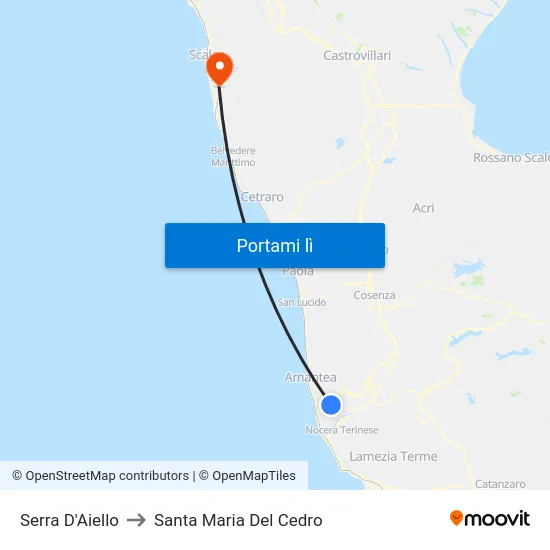 Serra D'Aiello to Santa Maria Del Cedro map