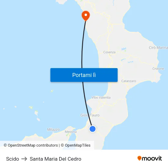Scido to Santa Maria Del Cedro map