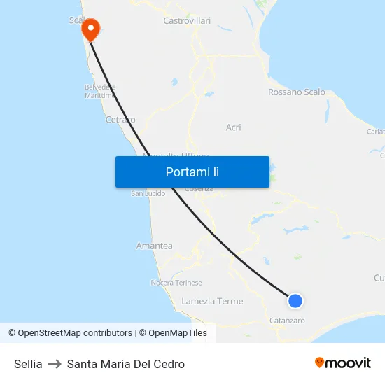 Sellia to Santa Maria Del Cedro map