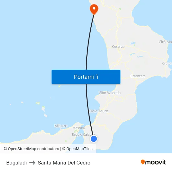 Bagaladi to Santa Maria Del Cedro map