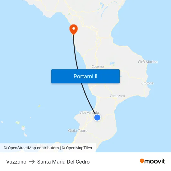 Vazzano to Santa Maria Del Cedro map
