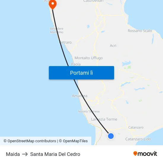 Maida to Santa Maria Del Cedro map
