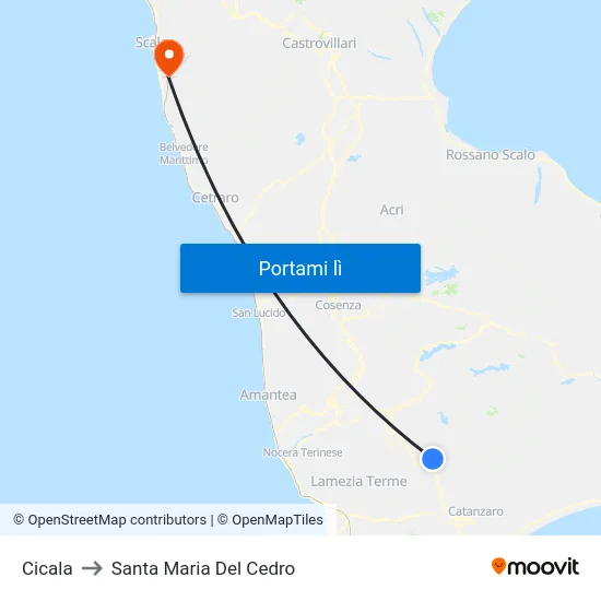Cicala to Santa Maria Del Cedro map