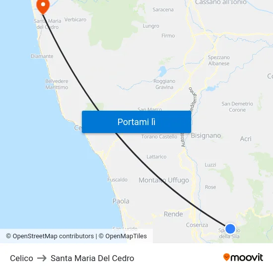 Celico to Santa Maria Del Cedro map