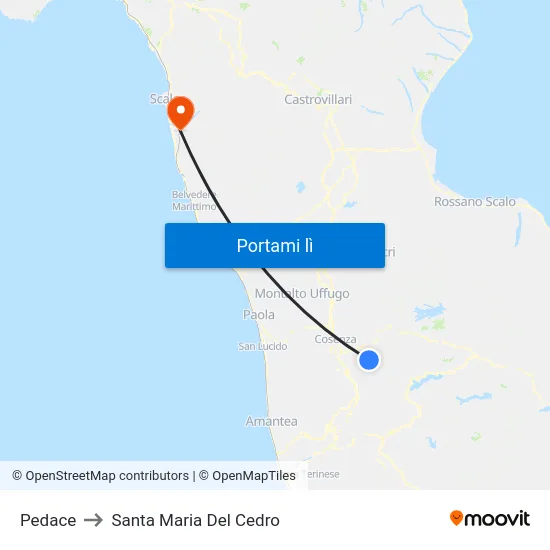 Pedace to Santa Maria Del Cedro map