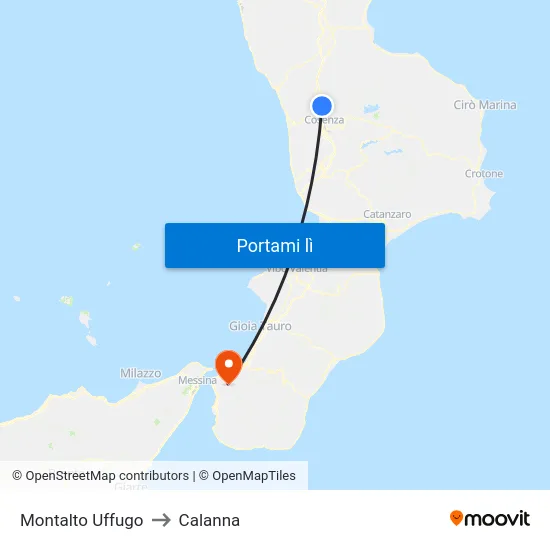 Montalto Uffugo to Calanna map