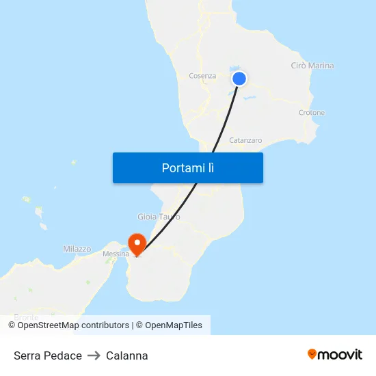 Serra Pedace to Calanna map