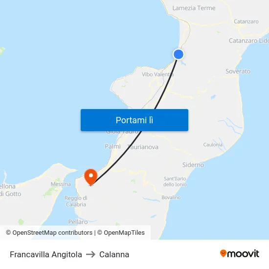 Francavilla Angitola to Calanna map