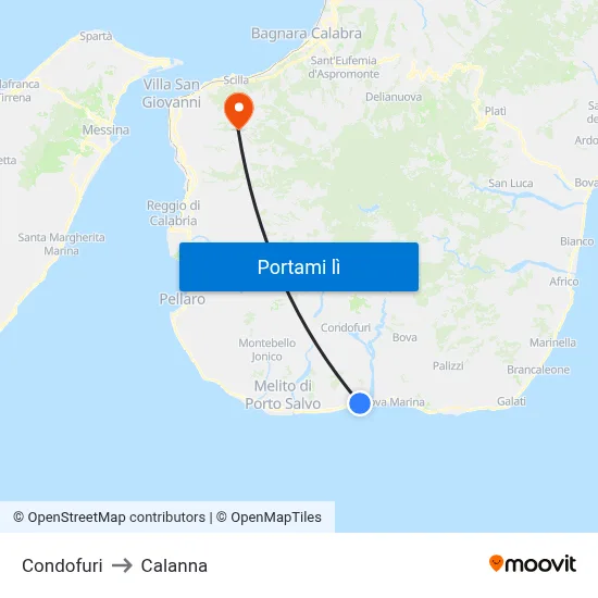 Condofuri to Calanna map