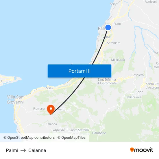 Palmi to Calanna map