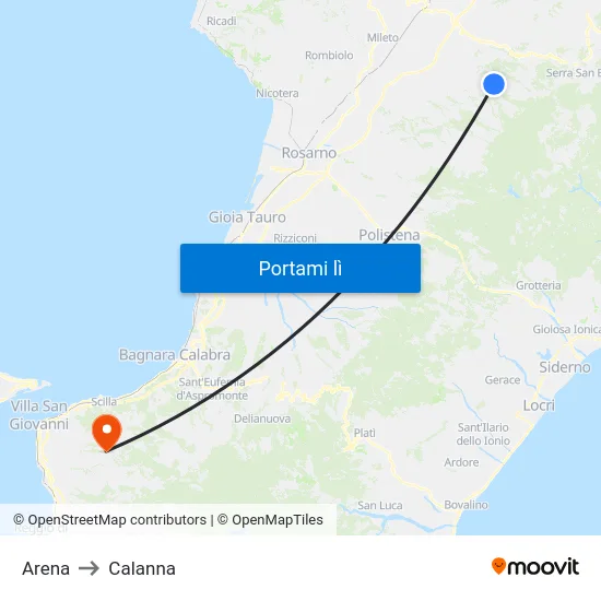 Arena to Calanna map