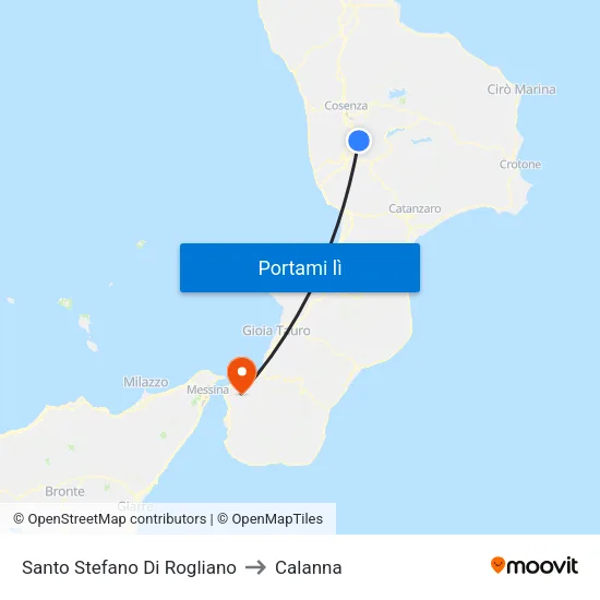 Santo Stefano Di Rogliano to Calanna map