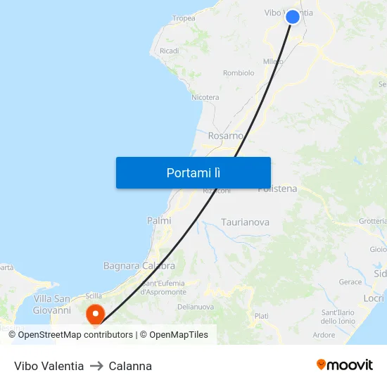 Vibo Valentia to Calanna map