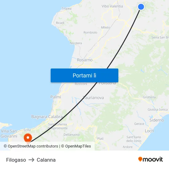 Filogaso to Calanna map