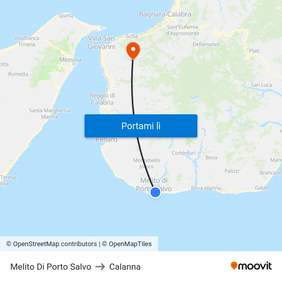 Melito Di Porto Salvo to Calanna map