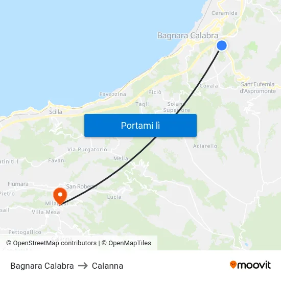Bagnara Calabra to Calanna map