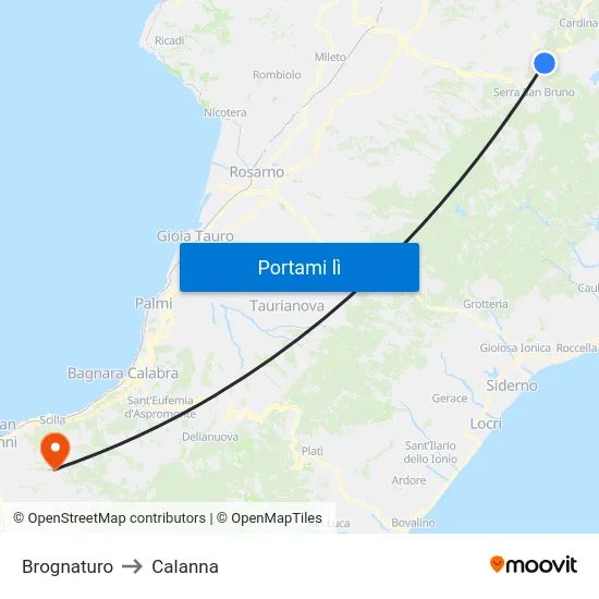 Brognaturo to Calanna map