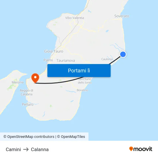 Camini to Calanna map
