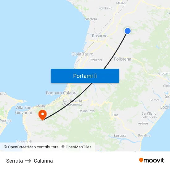 Serrata to Calanna map