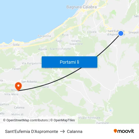 Sant'Eufemia D'Aspromonte to Calanna map