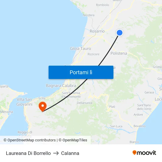 Laureana Di Borrello to Calanna map