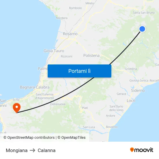 Mongiana to Calanna map