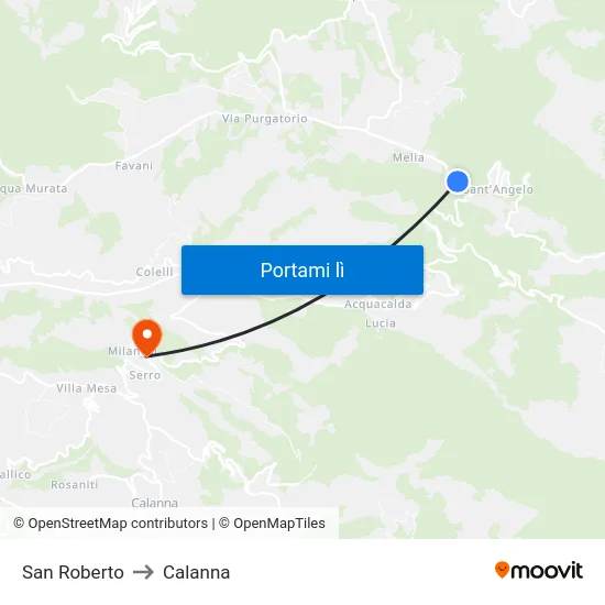 San Roberto to Calanna map