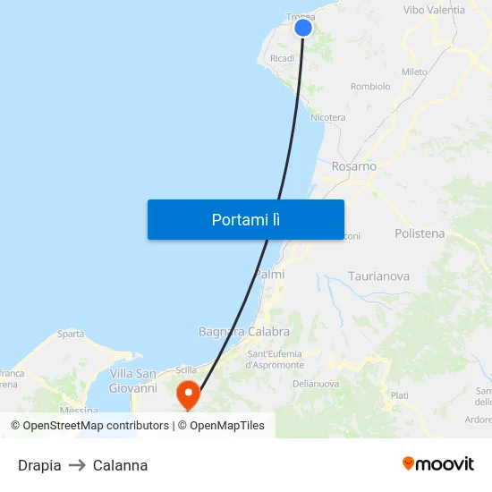Drapia to Calanna map