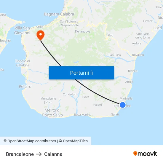 Brancaleone to Calanna map