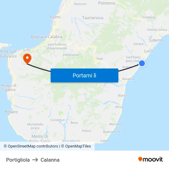 Portigliola to Calanna map