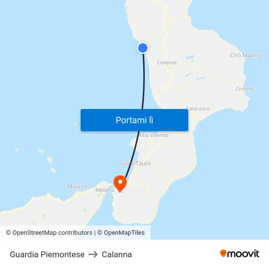 Guardia Piemontese to Calanna map