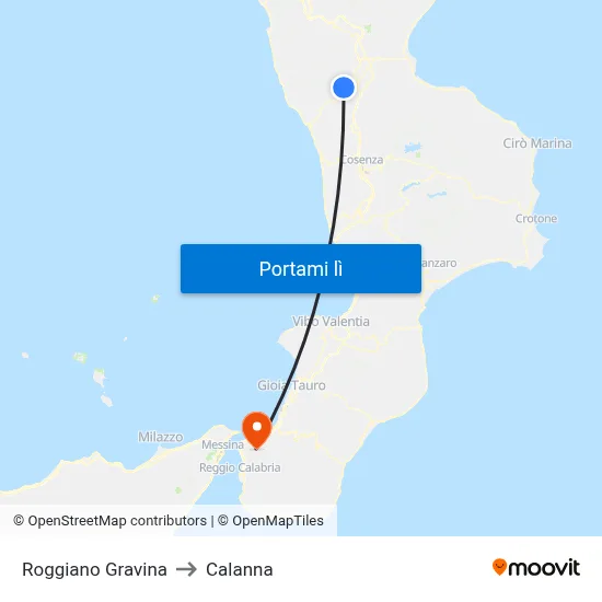 Roggiano Gravina to Calanna map